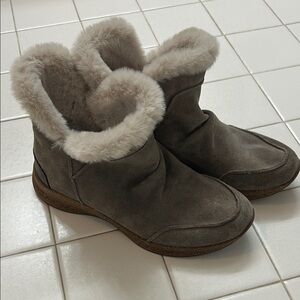 Taos Footwear Dark Taupe Suede Fur-Lined Winter Boots